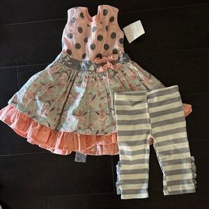 Giggle Moon Peach and Gray Floral Set